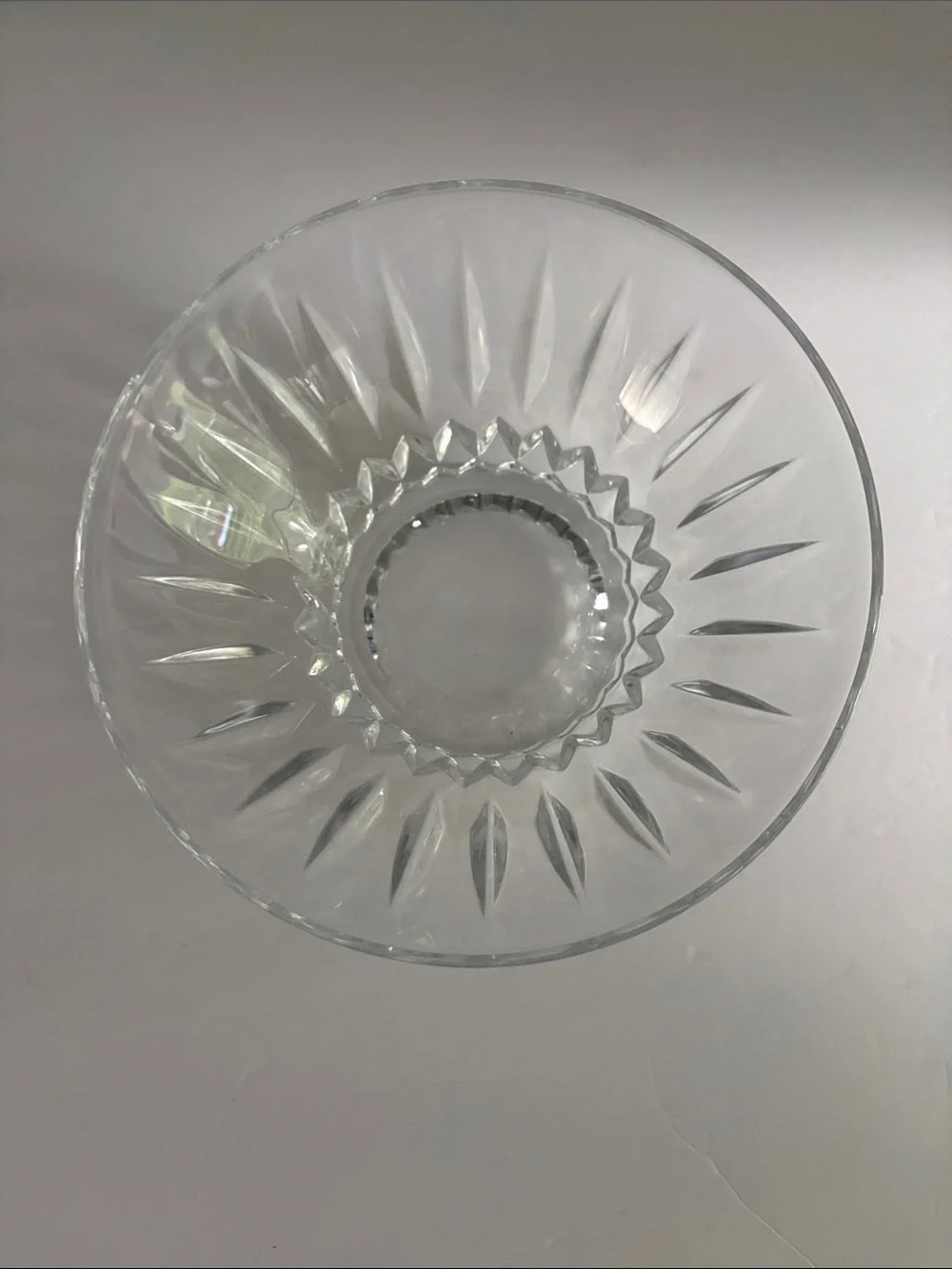 Clear Cut Glass Serving Bowl - Clear